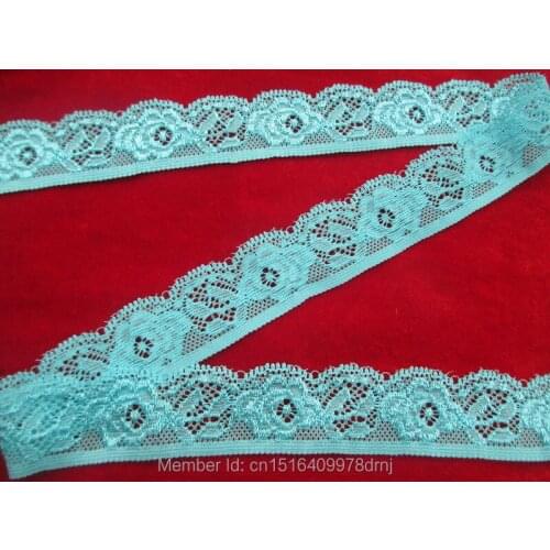 10 yards / lot of beautiful blue embroidered stretch lace width 25 mm DIY clothing accessories Ribbon lace embroidery