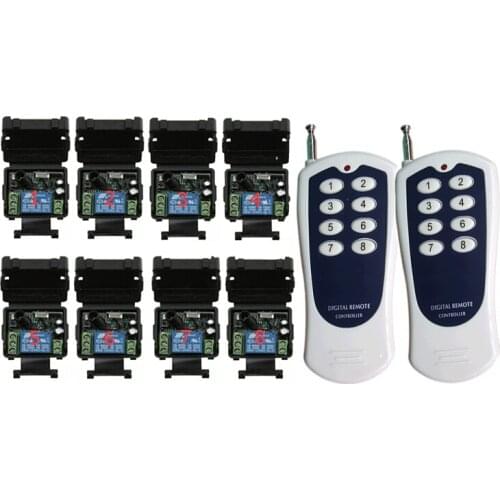 DC 12 v 1CH mini wireless remote control switch Learning code 8 piece receiver+2 piece transmitter 100m