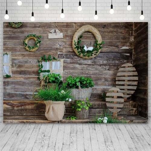 Avezano Backdrops Easter Eggs Green Plant Wood Board Children Photography Background For Photo Studio Photozone Photocall Decor