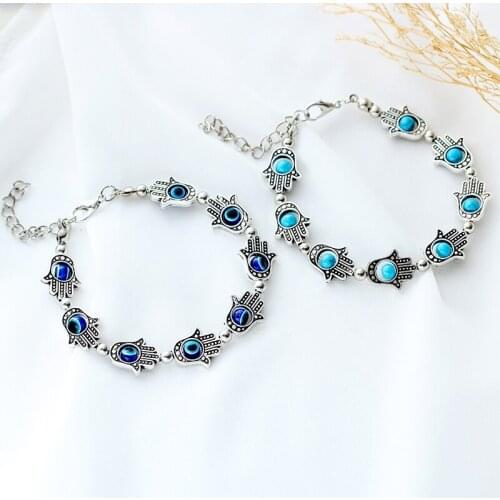 Fashion New Retro Devil Eyes And Blue Beads Bracelets Two Optional Men And Women Models Jewelry Gift Selection Direct Sales