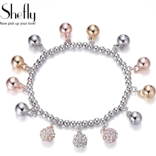 Bohemia Bracelet Rose Gold Silver Color Beads Adjustable Elastic Womans Bracelets Jewelry for Woman New Fashion Jewelry Gift