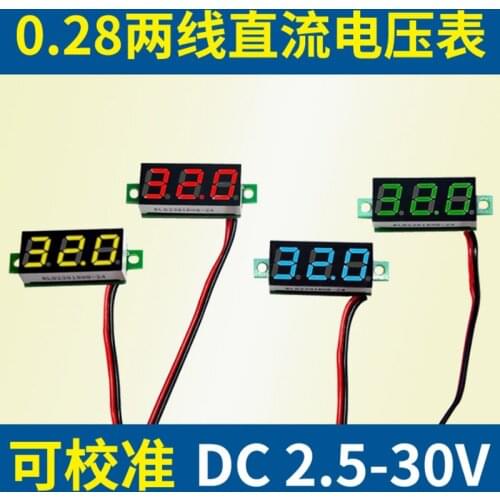 0.28 Inch DC LED Digital Voltmeter 2.5-30V Voltage Meter Auto Car Mobile Power Voltage Tester Detector Red Green Blue Yellow