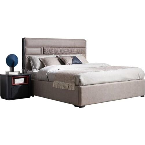 Light luxury solid wood double bed modern simple master bedroom Technology cloth bed back wedding bed furniture