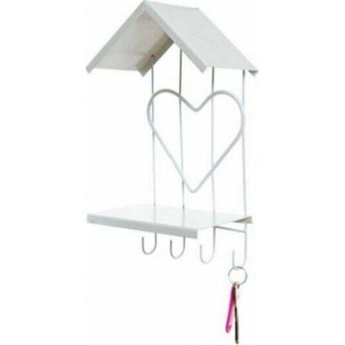 Elegant Home Metal Roof House Keychain White