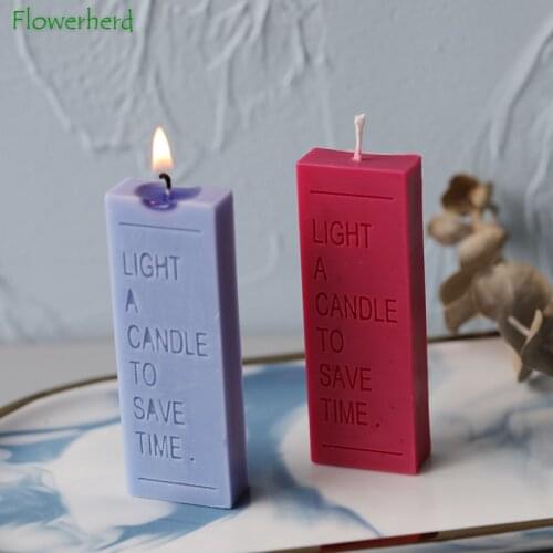 Rectangle Candle Mold for Candle Making Xmas Silicone Molds Handmade DIY Candle Make Tools Slogan Light A Candle To Save Time