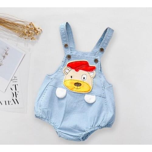 IENENS Baby Summer Clothing Newborn Romper Suit Infant Baby Boy Girls Bodysuit Jumpsuit Soft Denim Clothes Backless Outfits