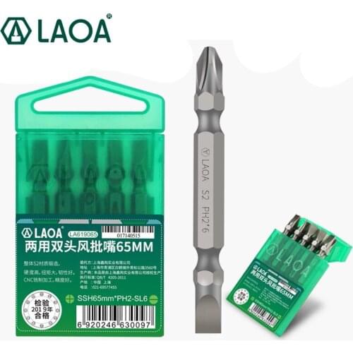 LAOA 10pcs Double Head Screwdriver Bits 65mm Electric Drill Slotted Phillips Screwdriver Screwdriver Head PH2