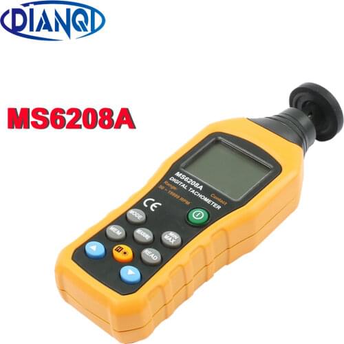 MS6208A Contact type Digital Tachometer Meter High Performance revolution meter 50-10000RPM MAX