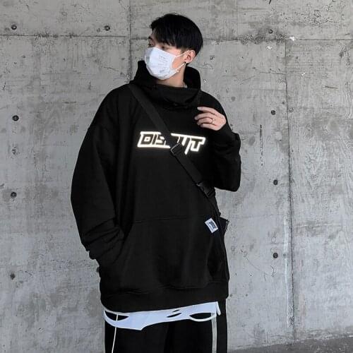 Men New Versatile Hoodies Hip Hop Streetwear Loose Casual Pullover Students Autumn Clothes