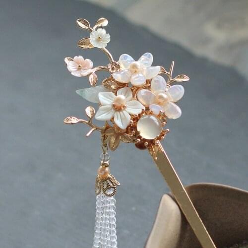 New Design Hair Stick Antique Hair Accessories Decorate Hairpin Tassels Wedding Jewelry Gold-plated Colourful Hairpins