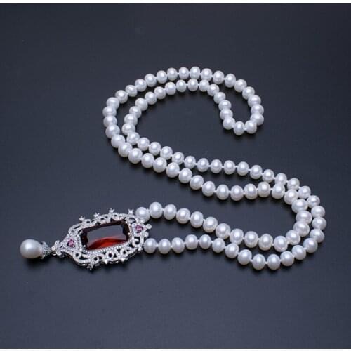 Super Elegant Natural Freshwater Pearl Necklace 8-9mm Long Pearl Pendant Necklace 80cm Necklace Jewelry Gifts
