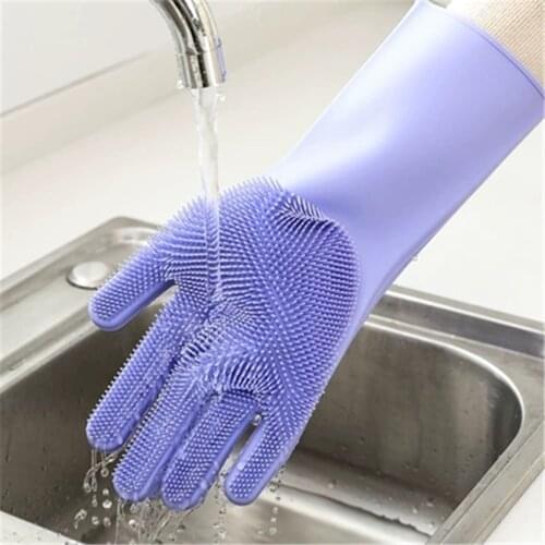 A Pair Magic Silicone Dish Washing Gloves Kitchen Accessories Dishwashing Glove Household Tools for Cleaning Car Pet Brush