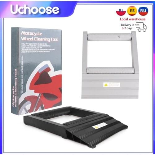 Motorcycle Tire Clean Stand Aluminium Portable Motorbike Tyre Wheel Chain Cleaning Lubricate Shelf Durable Rollers Ramp Lift