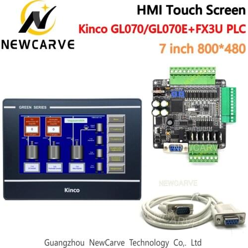Kinco GL070 GL070E HMI Touch Screen And FX3U 14/24/32/48/56 MT/MR PLC Industrial Control Board With Communication Cable Newcarve