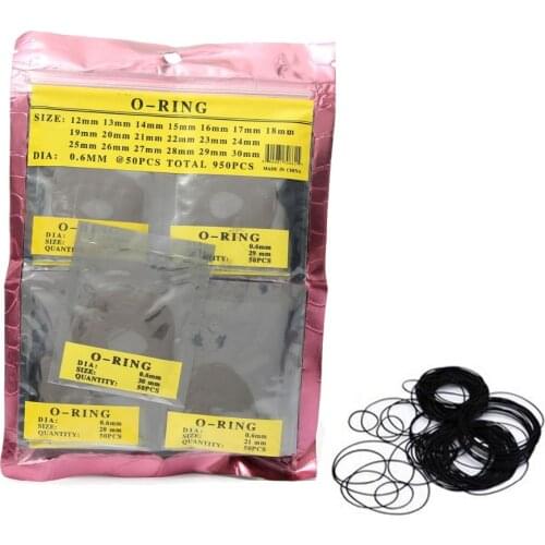 950pcs 0.6mm 12mm-30mm O Ring Rubber Seal Washers Waterproof Round Watch Gaskets