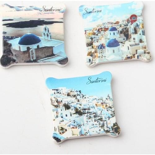 Santorini Machine Printing 3D Resin Fridge Magnet Refrigerator Tourism Souvenir Collectibles Gift