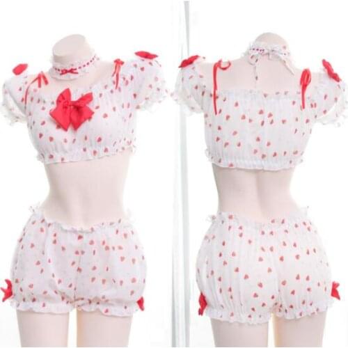 Sexy pajamas for women underwear bowknot chiffon pijimas sexy nightwear homewear set
