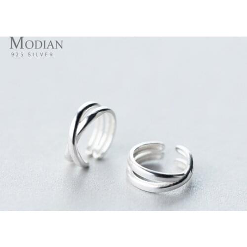 Modian Classic Prevent Allergy Line Simple Charm Clip Earrings For Women 100% 925 Sterling Silver Fashion Jewelry Accessories