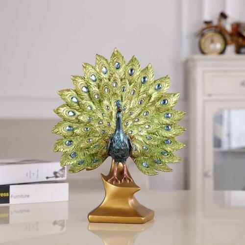 Modern Home Decoration Peacock Pattern Creative Wedding Gift Resin Hallway Ornaments Study Room Desk Accessories T632