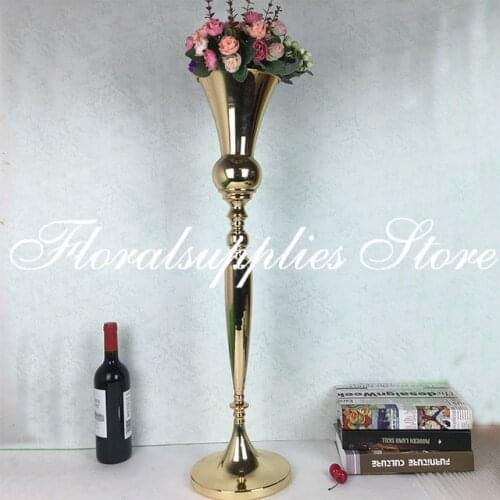 98CM Tall Metal Flower Vase Gold Trumpet Vase Wedding Decorations Table Centerpieces