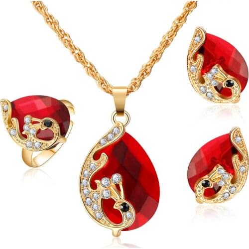 ZOSHI Jewelry Sets 5 Colour Crystal Peacock Jewelry Sets Bride Wedding Pendant Necklace Earrings Ring Set parure bijoux femme