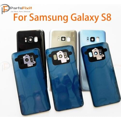S8 Rear Battery Door Case with Camera Lens for Samsung Galaxy S8 Back Glass Rear Housing Cover + Adhesive +Camera Glass Lens
