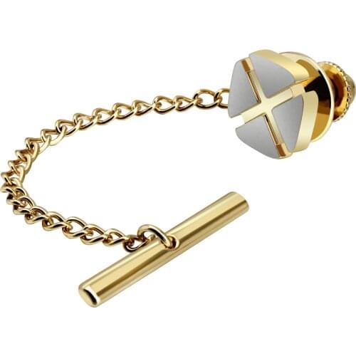 HAWSON 4 Colors Optional Tie Tacks for Men Trendy Four-Leaf Clover Tie Tacks Tie Pin with Chain Best Choice for Wedding Gift