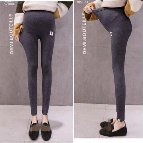 Women Clothing High Waist Leggings Maternity Clothes Winter Leggings Thickened With Velvet Pregnant Women Trousers Warm Pants