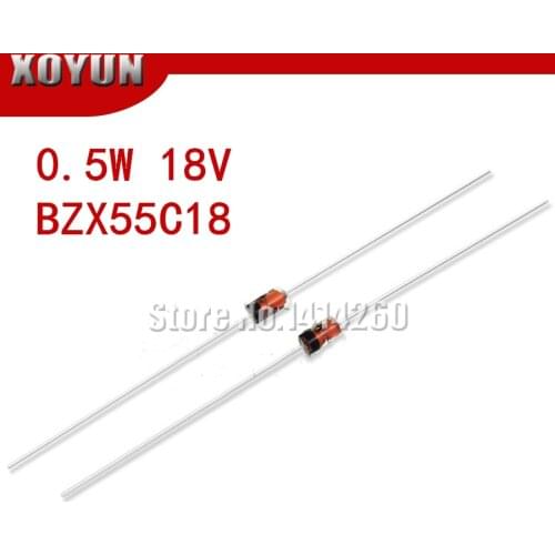 100pcs/lot BZX55C18 0.5W 18V 1/2W DO-35 Zener Diodes