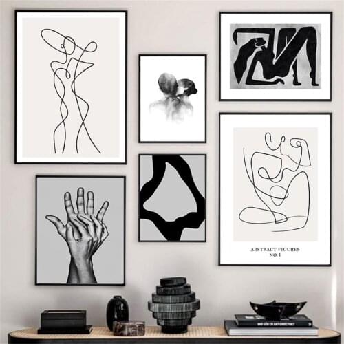 Abstract Figures Inside Out Art of Typography Hand Wall Art Painting Nordic Posters And Prints Wall Pictures For Living Room