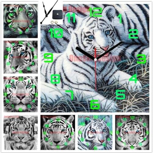 Diamond mosaic clcok diy diamond embroidery full set clock animal tiger diamond painting 5d tiger decoration home wall sticker