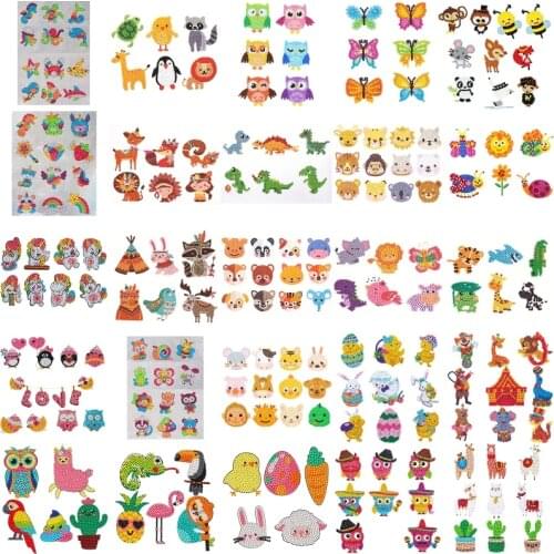 Diamond Painting Stickers Kits for Kids,DIY 5D Animal Diamond Art Stickers by Numbers Kits