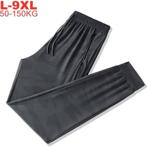 Extra-large Size 9xl 8xl 7xl 6xl 150kg Sports Trousers Men Thin Cool Running Summer Sweatpants Camouflage Ice Silk Pants Male