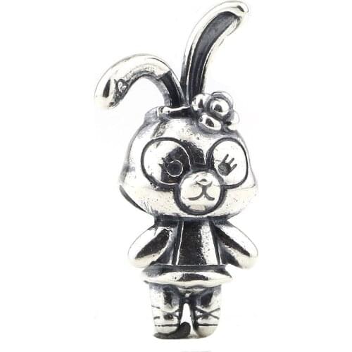 Lovely Rabbit Animal Charm Beads Silver 925 Original Beads Fit Original Bracelet Jewelry Bead for Jewelry Making Bead Pendants