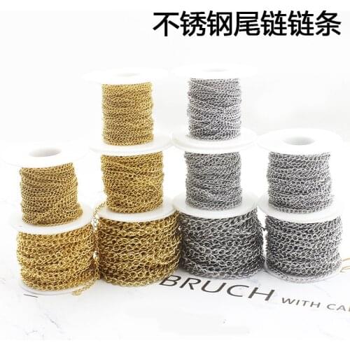 10 Yards/Roll Stainless Steel Silver Tone 2.5x4 3x4 4x5mm Bulk Extend Link Chain for DIY Bracelet Necklace Jewelry Accessories