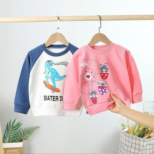 Children Hoodie Cotton Boy Long Sleeve T-shirt Gir Single Top Baby Clothes 2 To 8 Year Old Hoodies 2021 New