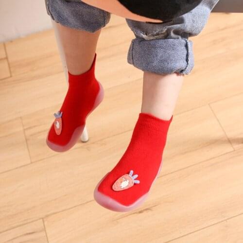 Red Cartoon Carrot Baby Anti-slip Sock Baby Boy Fashion Shoes Baby Socks Slipper Infant Boy Kid Shoes Rubber Sock Shoe for Girls