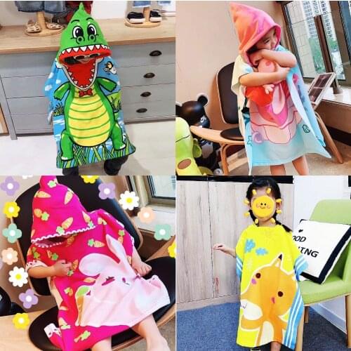 Baby Accessories Cartoon Toddler Hooded Beach Bath Towel Kids Baby Swim Pool Cape For Children Cloak Bathrobe Towels Robe