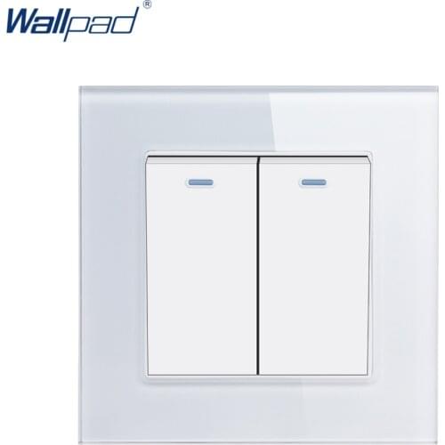 2 Gang Intermediate Switch Wallpad Crystal Glass 110V-250V EU UK 2 Gang Multi Control Rocker Push Button Switch