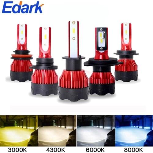 Edark 2Pcs Led Car Headlight Blubs 6000K 8000K 3000K 4300K 9005 9006 H3 H1 H7 H4 H11 9007 Bulb Canbus CSP CHIP 60W Bright Auto