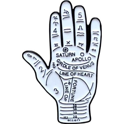 Esoteric Palmistry Enamel Pin Chirognomy Badge reading the story of your life Pins hand science Jewelry