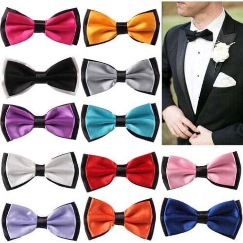 Wedding Party Bowties Smart Prom Necktie Satin Dress Bow Tie Plain Fancy Pre-Tied Mens Classic Adjustable Clip-on