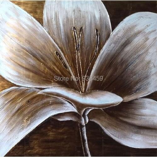 Artistic Hand Painting Calligraphy Home Decor Flower Canvas Oil Painting Modern Abstract Silver Flower Canvas Artwork 75x75cm