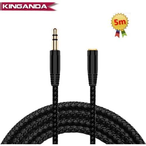 3.5mm Jack Male to Female AUX Cable 5m Headphone Extension Cable Audio Stereo Extender Cord Earphone 3.5 mm Cloth Cable