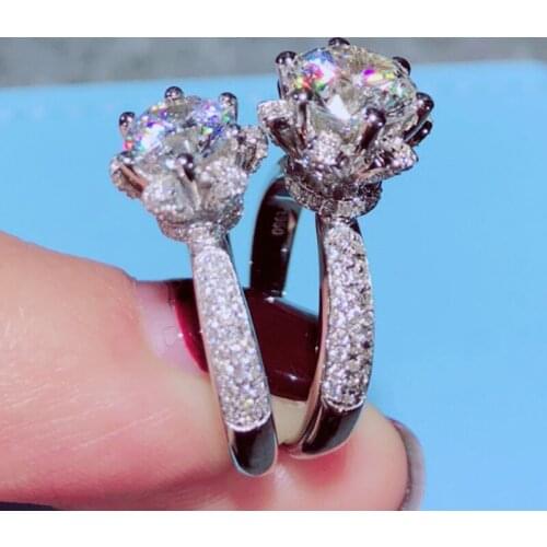 Valuable Flower Promise ring 925 Sterling silver 3ct AAAAA cz Couple Engagement Wedding Rings for women Bridal Statement Jewelry