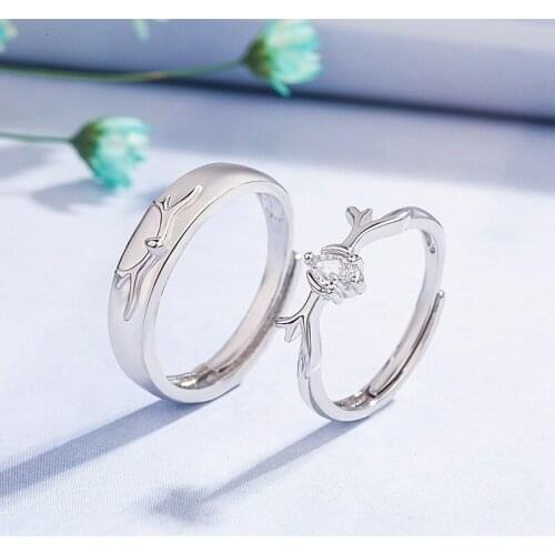 Korean version of a deer with you couple ring female male antler couple ring a pair of ring fashion simple Valentines Day gift