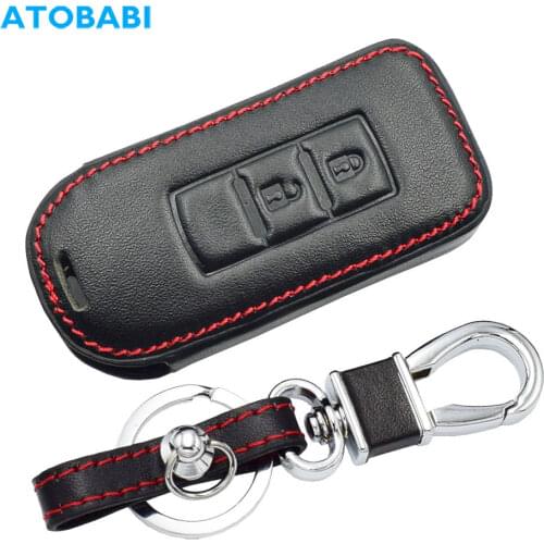 Leather Car Key Case For Mitsubishi Lancer Outlander Sport RVR ASX 2 3 4 Buttons Smart Remote Control Fobs Shell Protector Cover