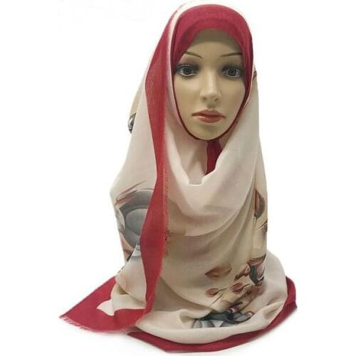 Fashionable Summer Thin Voile Head Scarf With Fringe Cotton Pretty Printed Breathable Muslim Hijab Shawl Gauzy Scarves 180x85cm