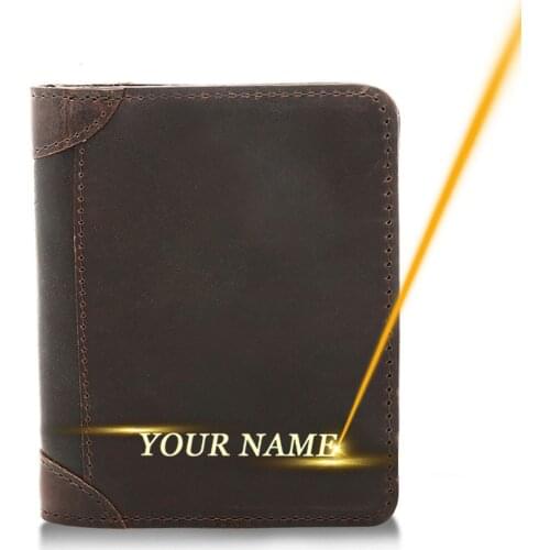 Free Engraving Men Wallet Clutch Male Holder Genuine Leather Customized Handy Rfid Money Bag Vertical Wallet For Man Coin Purse