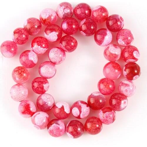 Natural Stone Red White Fire Dragon Veins Agates Loose Beads For Jewelry Making DIY Ear Studs Bracelet Accessories 15" 6/8/10mm